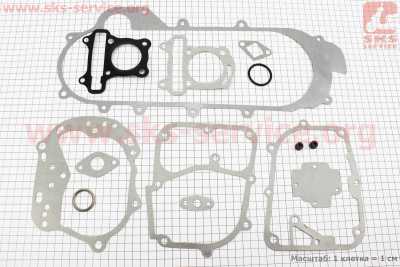 Прокладки двигателя 60cc-44мм, к-кт 14 деталей, длинный вариатор (метал)