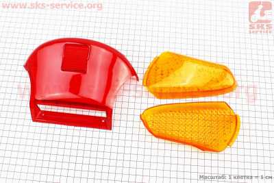 Suzuki LETS-I/II/III стекло- стопа, красное + поворотов, желтые к-кт 3шт