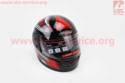 Шлем закрытый 825-3 S- ЧЕРНЫЙ с рисунком красно-серым (возможны дефекты покраски)