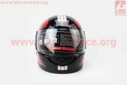 Шлем интеграл, закрытый 825-3 S, ЧЁРНЫЙ с красно-серой полосой (возможны царапины, дефекты покраски)