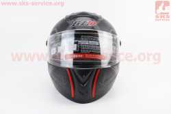 Шлем интеграл, закрытый+очки BLD-М61 S (55-56см), ЧЁРНЫЙ матовый с красно-серым рисунком