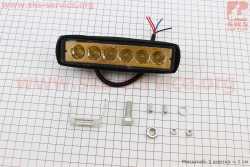 Фара дополнительная светодиодная влагозащитная - 6 LED с креплением, прямоугольная 155*42мм, с стробоскопом