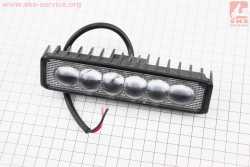 УЦЕНКА Фара дополнительная светодиодная влагозащитная - 6 LED с креплением, прямоугольная 39*148мм (без креплений)