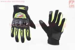 Перчатки мотоциклетные XL-Чёрно-Салатовые (сенсорный палец)