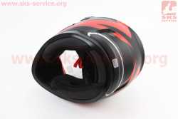 Шлем интеграл, закрытый BLD-М65 S (55-56см), ЧЁРНЫЙ матовый с красным рисунком