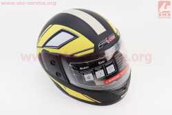 Шлем интеграл, закрытый 825-3 S, ЧЁРНЫЙ матовый с жёлто-серым рисунком (возможны царапины, дефекты покраски)