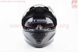 Шлем модуляр, закрытый с откидным подбородком+откидные очки BLD-162 М (57-58см), КАРБОН глянец