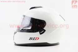 Шлем интеграл, закрытый (сертификация DOT)+откидные очки BLD-М66 S (55-56см), БЕЛЫЙ глянец