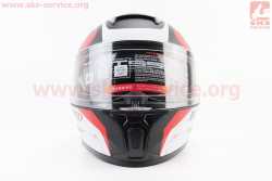 Шлем интеграл, закрытый (сертификация DOT)+откидные очки BLD-М66 S (55-56см), ЧЁРНЫЙ матовый с красно-белым рисунком