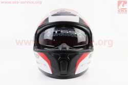 Шлем интеграл, закрытый (сертификация DOT)+откидные очки BLD-М66 S (55-56см), ЧЁРНЫЙ матовый с красно-белым рисунком