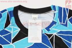 Футболка (Джерси) мужская L-(Polyester 80% / Spandex 20%), короткие рукава, свободный крой, бело-сине-чёрная, НЕ оригинал