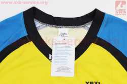 Футболка (Джерси) мужская L-(Polyester 80% / Spandex 20%), короткие рукава, свободный крой, жёлто-сине-чёрная, НЕ оригинал