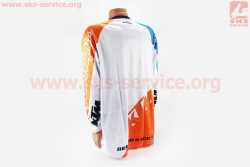 Футболка (Джерси) мужская L-(Polyester 100%), длинные рукава, свободный крой, бело-оранжево-синяя, НЕ оригинал